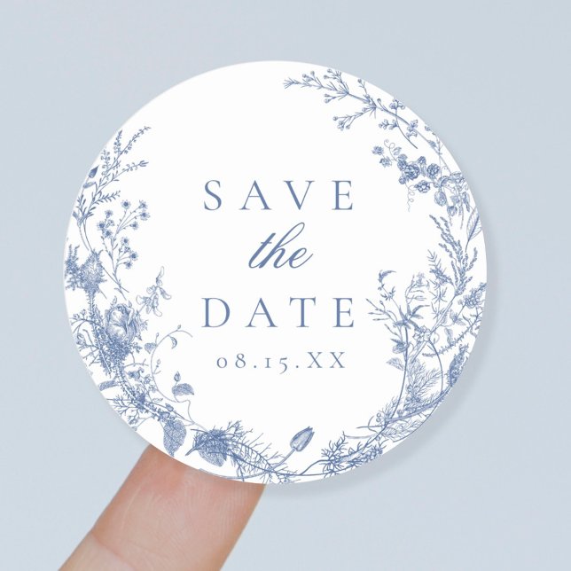 Classic Victorian French Wedding Save The Date Classic Round Sticker (Creator Uploaded)
