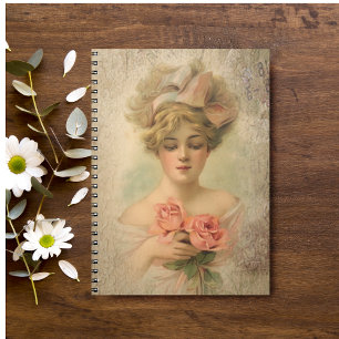 Classic Victorian Lady With Roses  Spiral Notebook