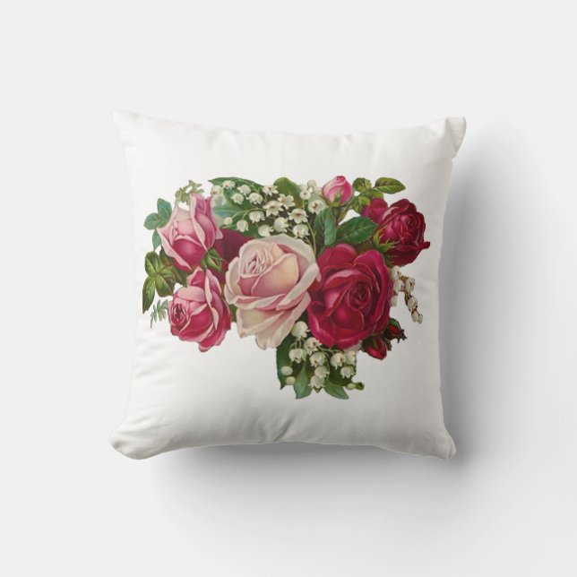 Classic Victorian Roses Lily of the Valley Romance Cushion (Front)