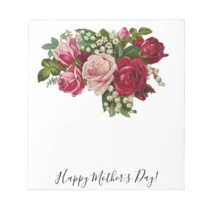 Classic Victorian Roses Lily of the Valley Romance Notepad