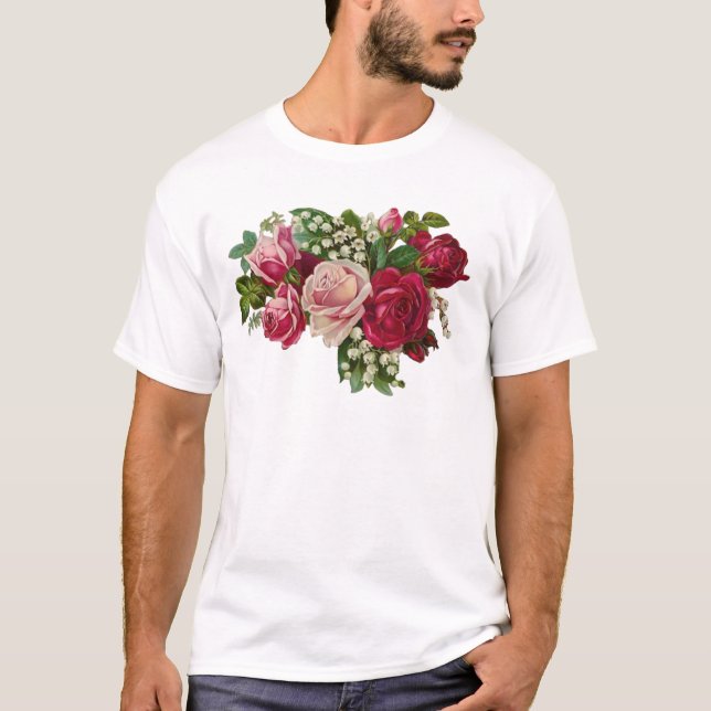 Classic Victorian Roses Lily of the Valley Romance T-Shirt (Front)