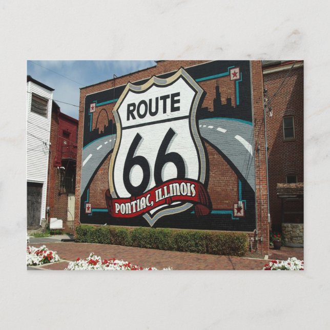 Classic views of the route 66 illinois postcard (Front)