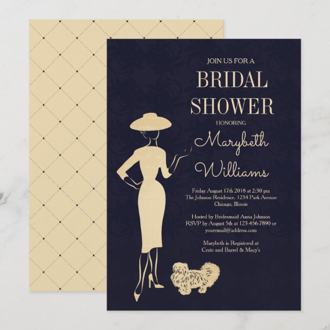 Classic Vintage 50's Fashion Bridal Shower Card (Front/Back)