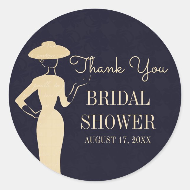 Classic Vintage 50's Fashion Bridal Shower Sticker (Front)