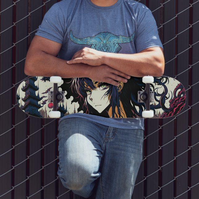 Classic Vintage Anime Girl - 90's Manga Skateboard (Outdoor 3)