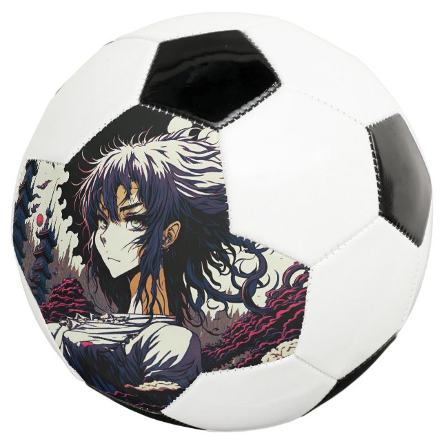 Classic Vintage Anime Girl - 90's Manga Soccer Ball (Three Quarter)