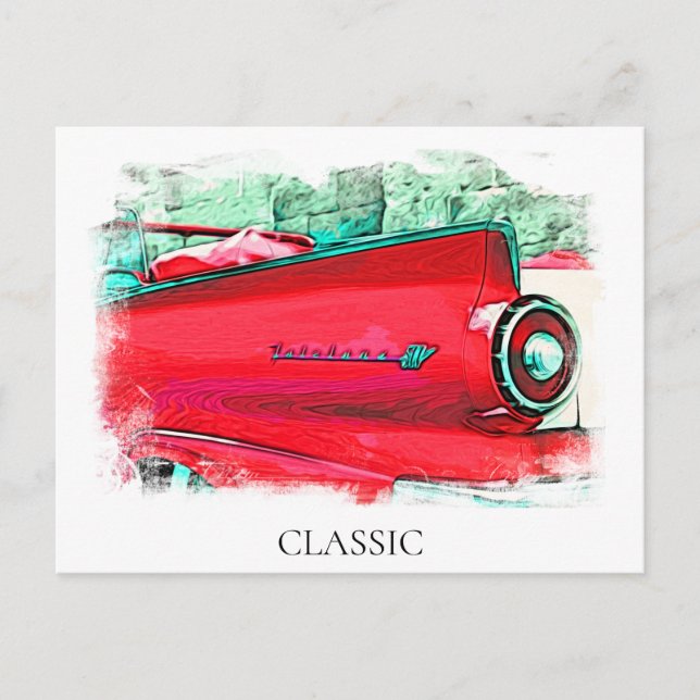 *~* Classic Vintage Antique Artistic Long Car Postcard (Front)