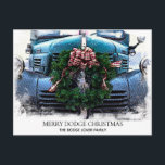*~* Classic Vintage Antique HOLIDAY Old Retro Postcard<br><div class="desc">Classic Car / Truck Christmas Postcard. POST CARD POSTCARD - CLASSIC CARS TRUCKS - Grunge style Paintings - PERSONALIZE TEXT IF DESIRED. - TRUCK CHRISTMAS WREATH MERRY CHRISTMAS HAPPY HOLIDAYS POSTCARD The background Frame is WHITE. The TEXT AREAS can be edited to your liking or Deleted. Great for a car...</div>