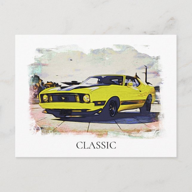 *~* Classic Vintage Antique Yellow Bananna Car Postcard (Front)