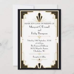 Classic Vintage Art Deco Wedding Invitation