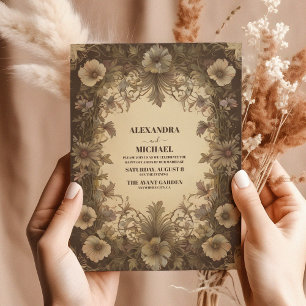 Classic Vintage Art Nouveau Floral Wedding Invitation
