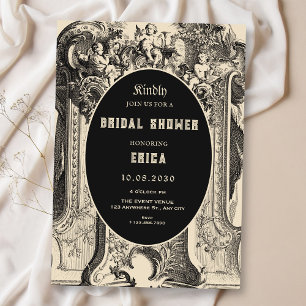 Classic vintage artistic angel bridal shower invitation