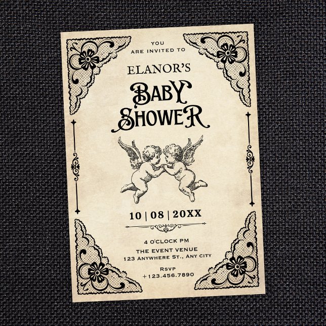 Classic vintage baby shower invitation (Creator Uploaded)