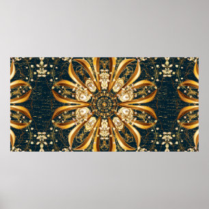 Classic vintage background. Seamless classic golde Poster