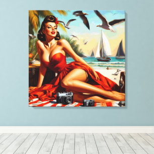 Classic Vintage Beauty Pinup Canvas Print