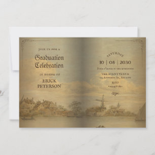 Classic Vintage book graduation Invitation