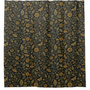 Classic Vintage Botanical Butterfly Floral  Shower Curtain