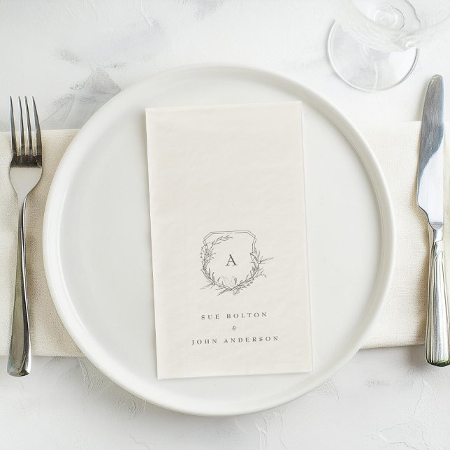 classic vintage botanical floral monogram crest napkin (Creator Uploaded)