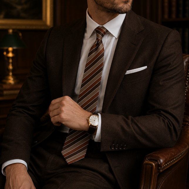 Classic Vintage Brown Copper Regimental Stripe Tie (Creator Uploaded)