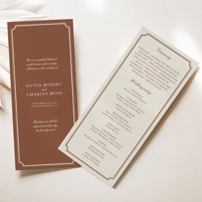Classic Vintage Brown & Ecru Wedding Program (Classic Vintage Brown & Ecru Wedding Program)