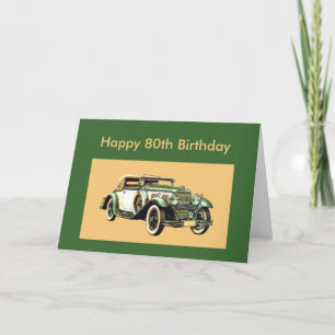 Classic Vintage Car 80th Birthday Card