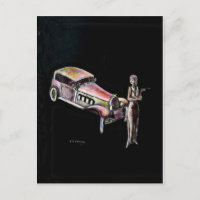 classic vintage car and 1920s style art deco lady 