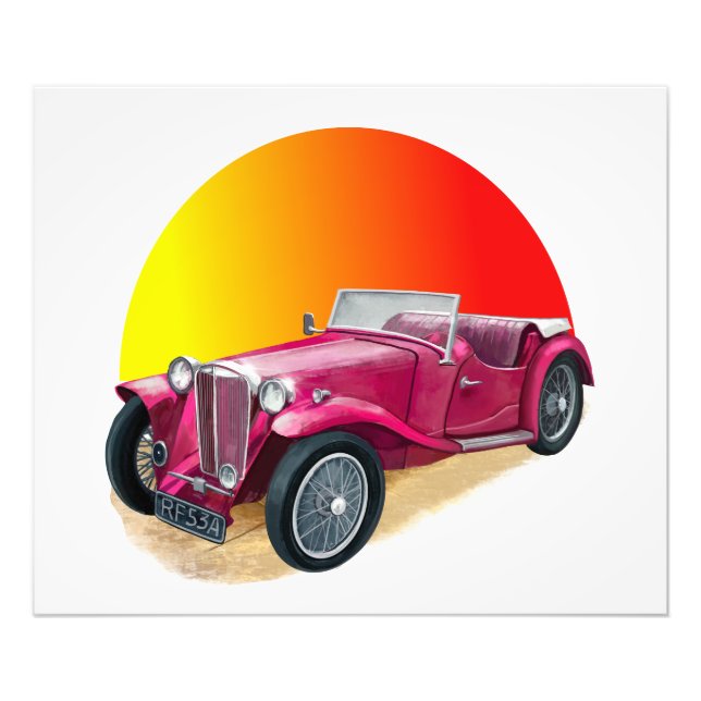 Classic Vintage Car in Red Photo Print (Front)