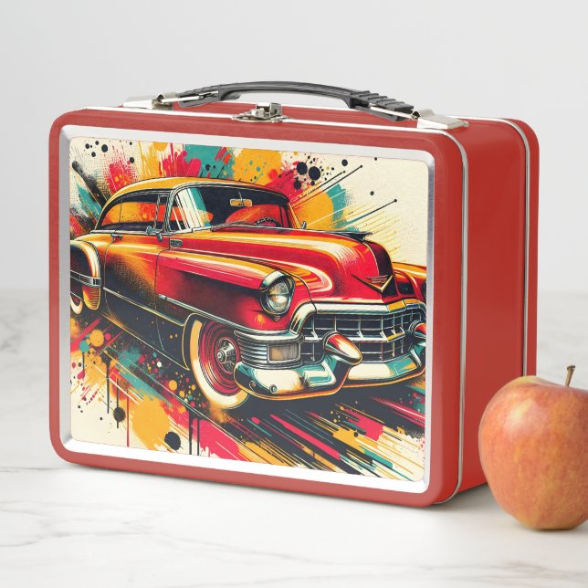 Classic Vintage Car Metal Lunch Box (In Situ)