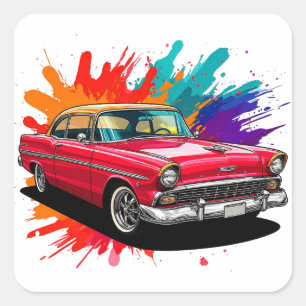 Classic Vintage Car Square Sticker