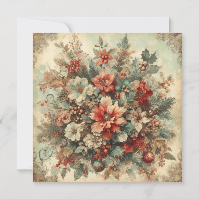 Classic Vintage Christmas Greeting Card (Front)