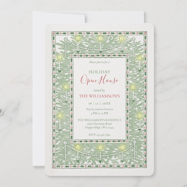 Classic Vintage Christmas Open House Invitation (Front)