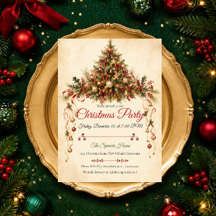 Classic Vintage Christmas Party Invitation