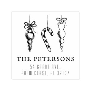 Classic Vintage Christmas Return Address Self-inking Stamp