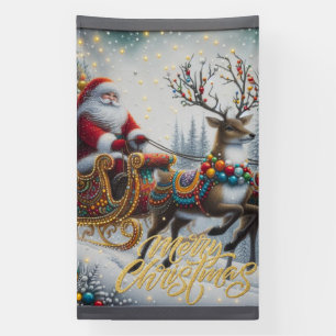 Classic/Vintage Christmas Santa & reindeer  Banner