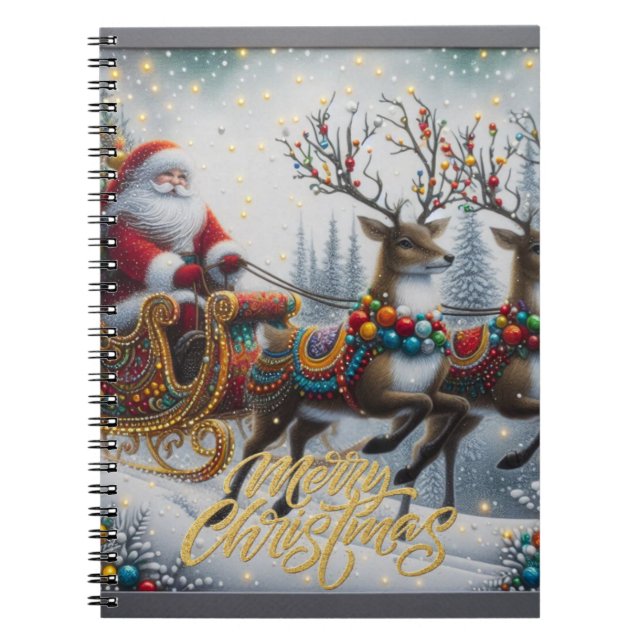 Classic/Vintage Christmas Santa & reindeer  Notebook (Front)
