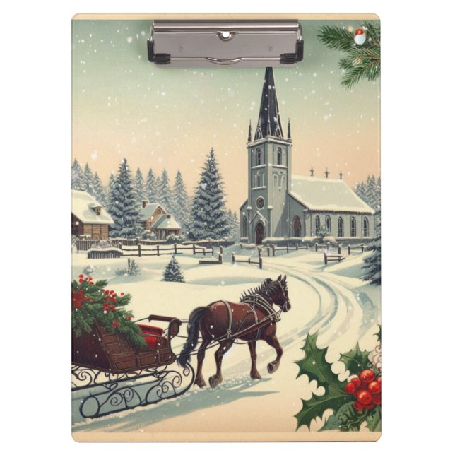 Classic/Vintage Christmas scene  Clipboard (Front)