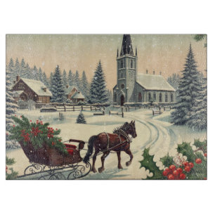 Classic/Vintage Christmas scene  Cutting Board