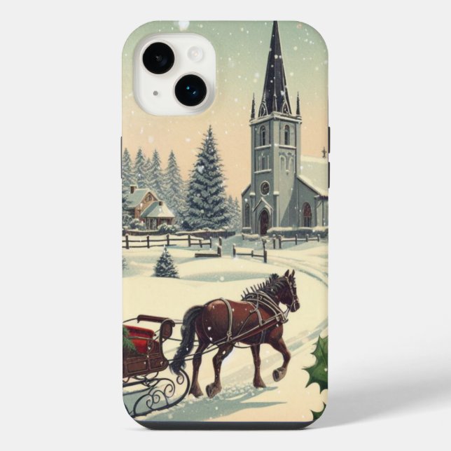 Classic/Vintage Christmas scene  iPhone Case (Back)
