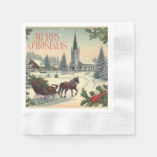 Classic/Vintage Christmas scene Napkin
