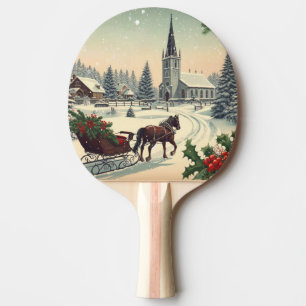 Classic/Vintage Christmas scene Ping Pong Paddle