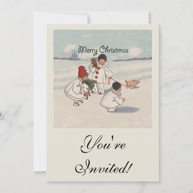 Classic Vintage Christmas Snow Child Invitation (Front)