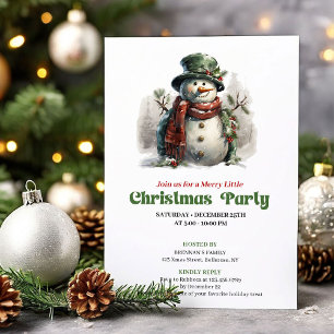 Classic vintage Christmas snowman party invitation