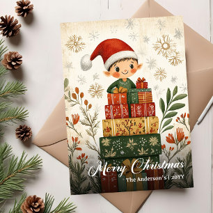 Classic Vintage Christmas Tree Greeting Design Holiday Card