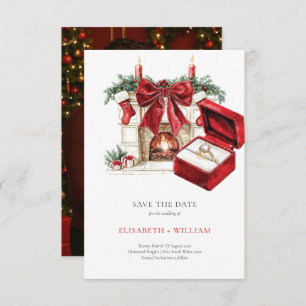 Classic Vintage Christmas Wedding Save the Date Invitation
