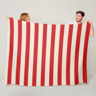 Classic Vintage Circus Tent Red and Cream Stripes Fleece Blanket