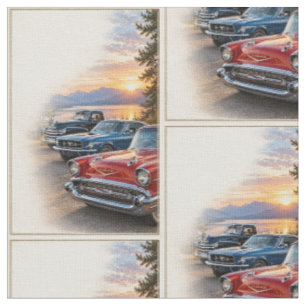 Classic Vintage Collectable Cars Vehicles Fabric