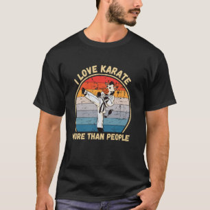 Classic Vintage Cow I Love Karate More Than People T-Shirt