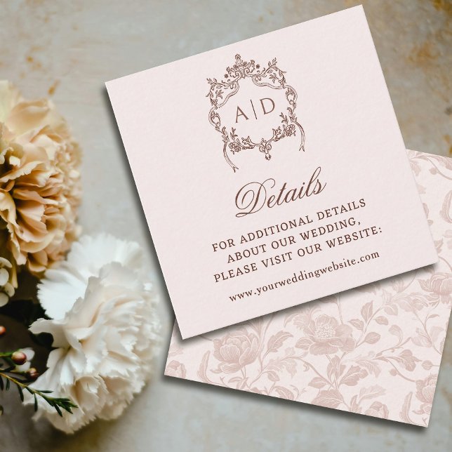 Classic Vintage Crest Wedding Details Website Enclosure Card (Creator Uploaded)