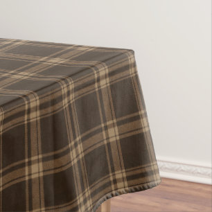 Classic Vintage Dark Brown & Beige Plaid Fall Tablecloth