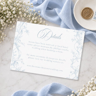 Classic Vintage Dusty Blue Floral Wreath Wedding Enclosure Card